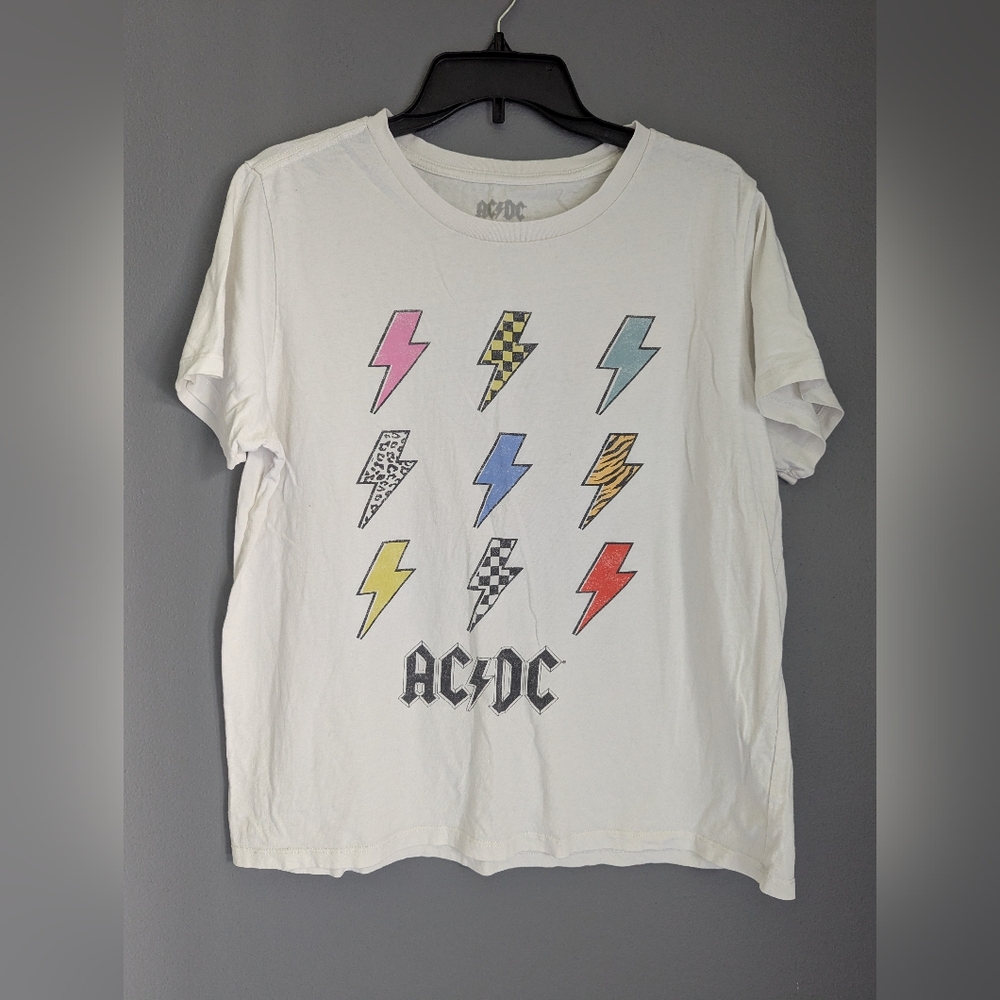 AC/DC Women's White Connect T-shirt Size XXL. Cotton Band Tshirt.